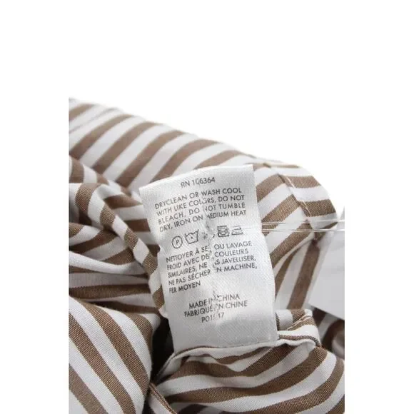 Kule Womens Brown Striped Mock Neck Long Sleeve Shirt Dress Button Size XL - Picture 6 of 6